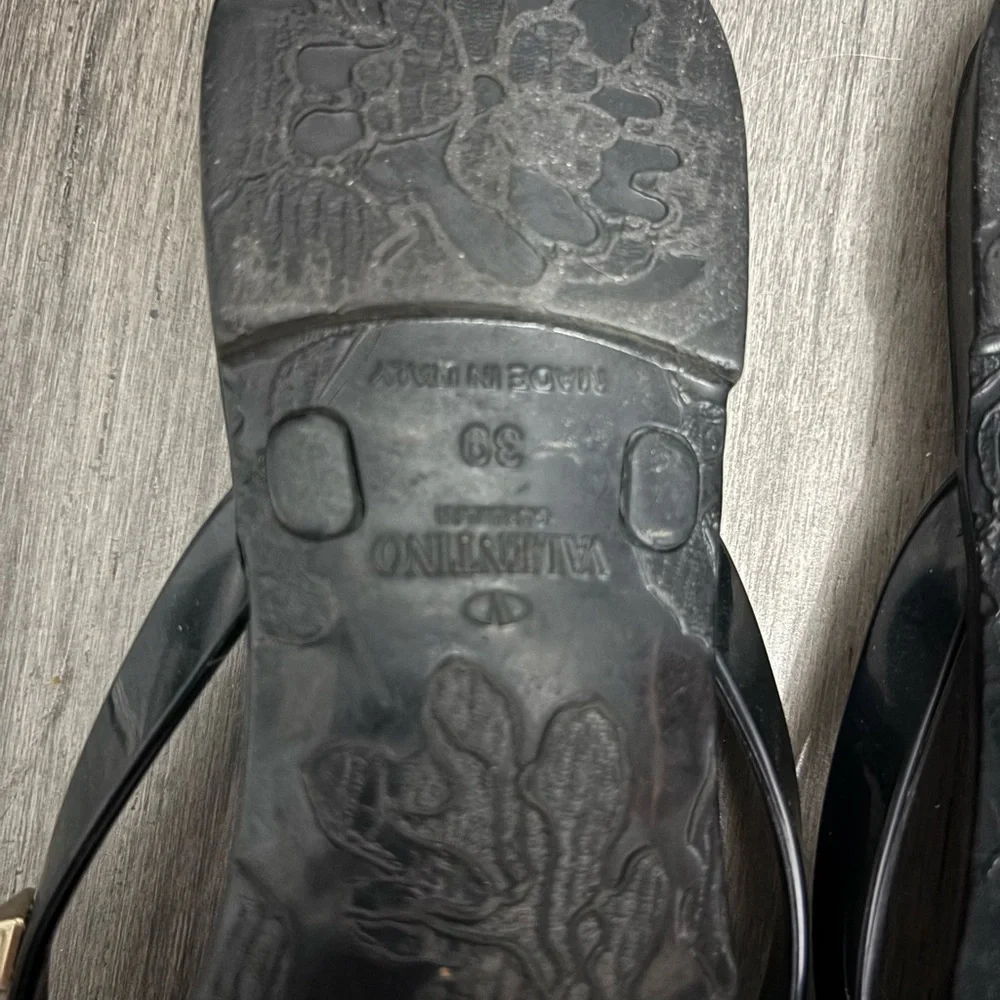 Valentino Black Sandals with Gold Studs - Picture 5 of 6